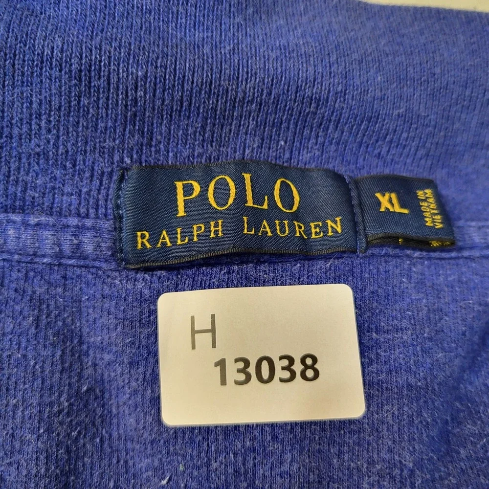 Polo Ralph Lauren Men Sweatshirt‎ XL Blue Jersey 1/4 Zip Logo Pullover